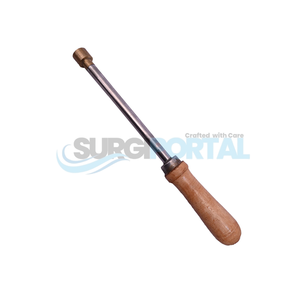 Dehorner Non Electric Veterinary Tools Destroys the Horn Cell I Pack of 1 Pcs I SS Road Brass Tip Wooden Handle_ Dehorner Non Electric Veterinary Tools Manual Horn Cell Remover SS Rod Brass Tip Wooden Handle 1 Pc - Image 1
