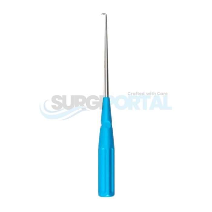 10" Color Cervical Curette, Turquoise, Angled 90°, Size 3/0 - Image 1