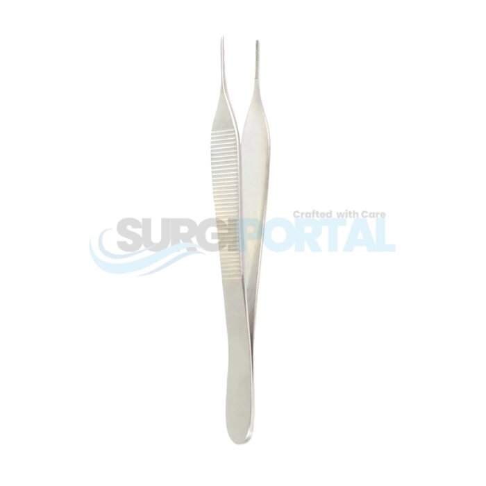 4 ¾" Adson Forceps with Cross-Serrated Tips - Image 1