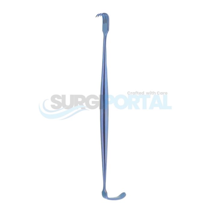 Senn Retractor, Double-End, Sharp Prongs, Titanium - Image 1