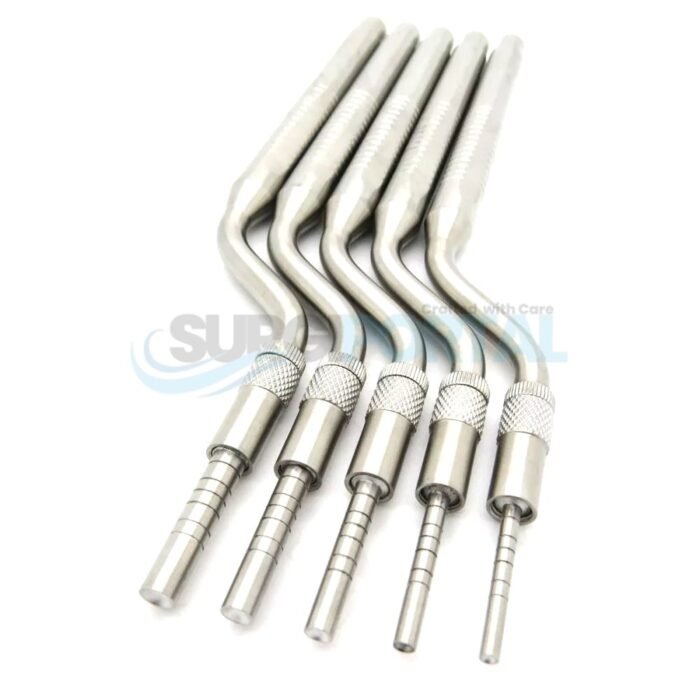 10 Pieces Dental Osteotomes Straight & Curved Tip Bone Spreading Surgical Instrument - Image 1
