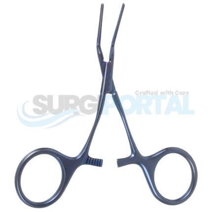 4 1/8″ Baby Vascular Clamp 45° Angled Jaws Straight Shanks