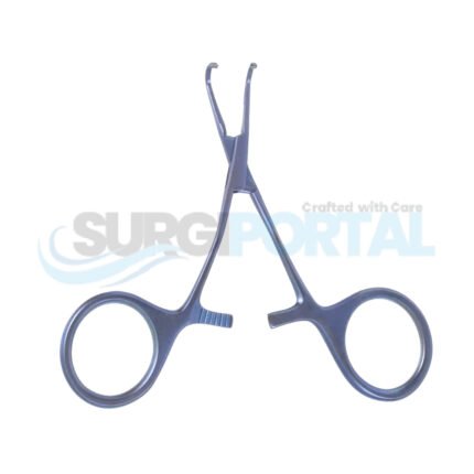 4 1/8″ Baby Vascular Clamp 6mm Jaws Slight Angled Shanks