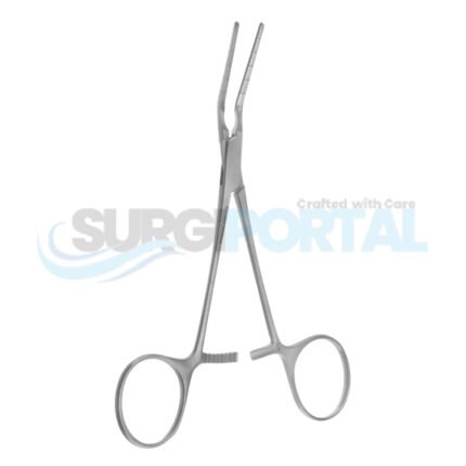 5 1/4″ Cooley Pediatric Clamp Straight Shanks Angled Jaw