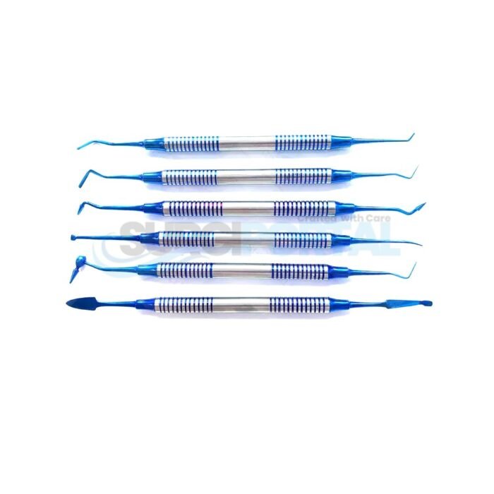 6 X Dental Composite Filling Instrument Set Titanium Coated Restorative Kit CE - Image 1