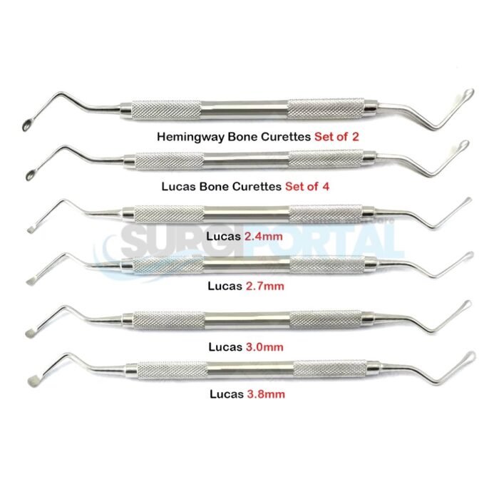 6PCS Lucas Curettes Hemingway Bone Curettes Dental Spoon Excavator Lab - Image 1