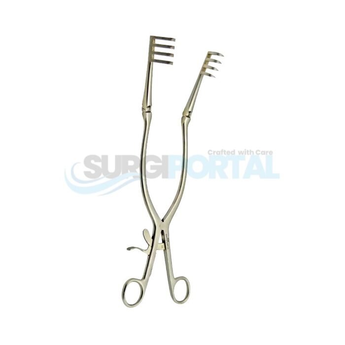 Beckman Weitlaner Laminectomy Retractor 31cm 4X3 Prong Sharp Hinged Blade - Image 1