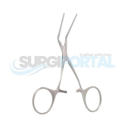 DeBakey Castaneda Clamp – 1.4mm 45° Jaws, Curved Handle