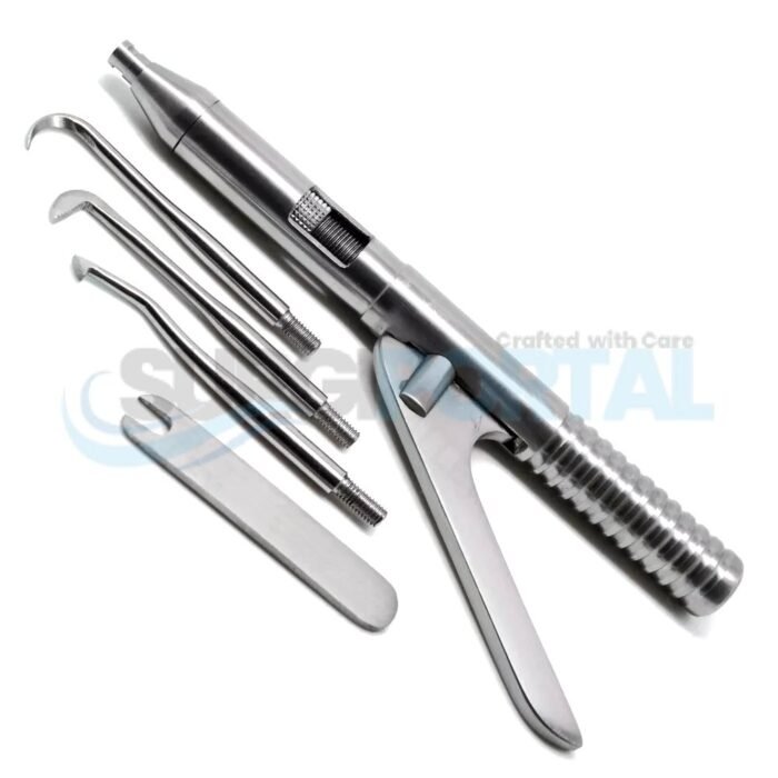 Dental Automatic Crown Bridges Remover Gun Kit Attachable 3 Points & 1 Wrench Orthodontics Stainless Steel Instruments - Image 1