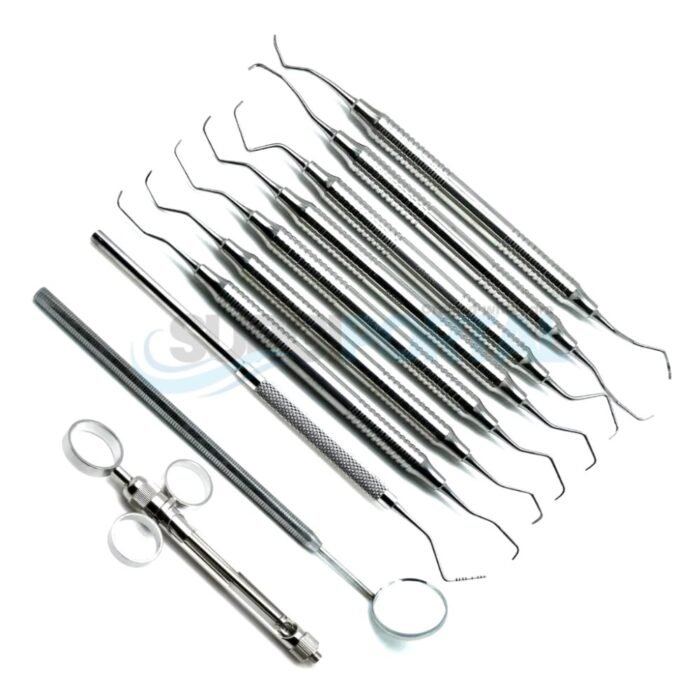 Dental Scaling & Root Planning Tray Setup Stainless Steel Instruments Set Of 10 - Image 1
