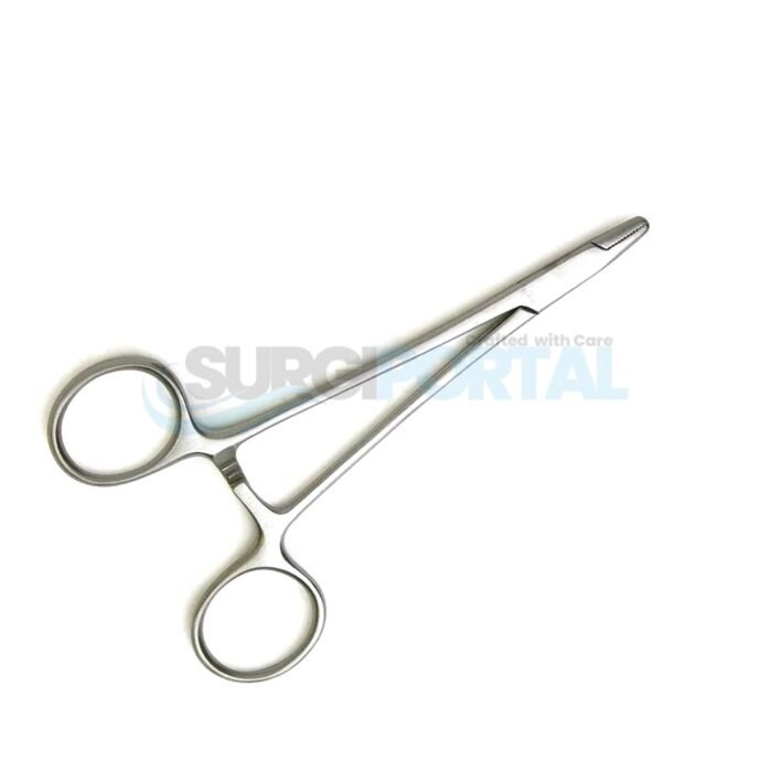 Derf Needle Holder 12cm Straight Short Serrated Jaws Interlocking Handles - Image 1