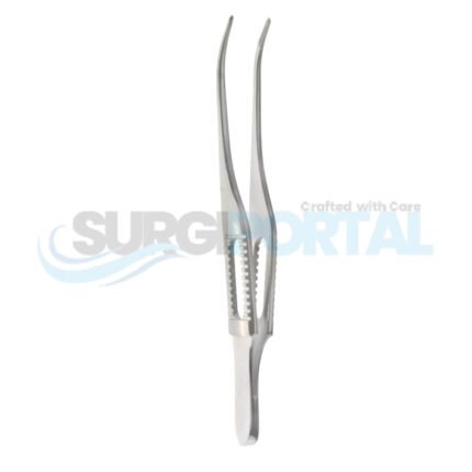 Gill Iris Forceps – Curved Cross-Serrated Tips