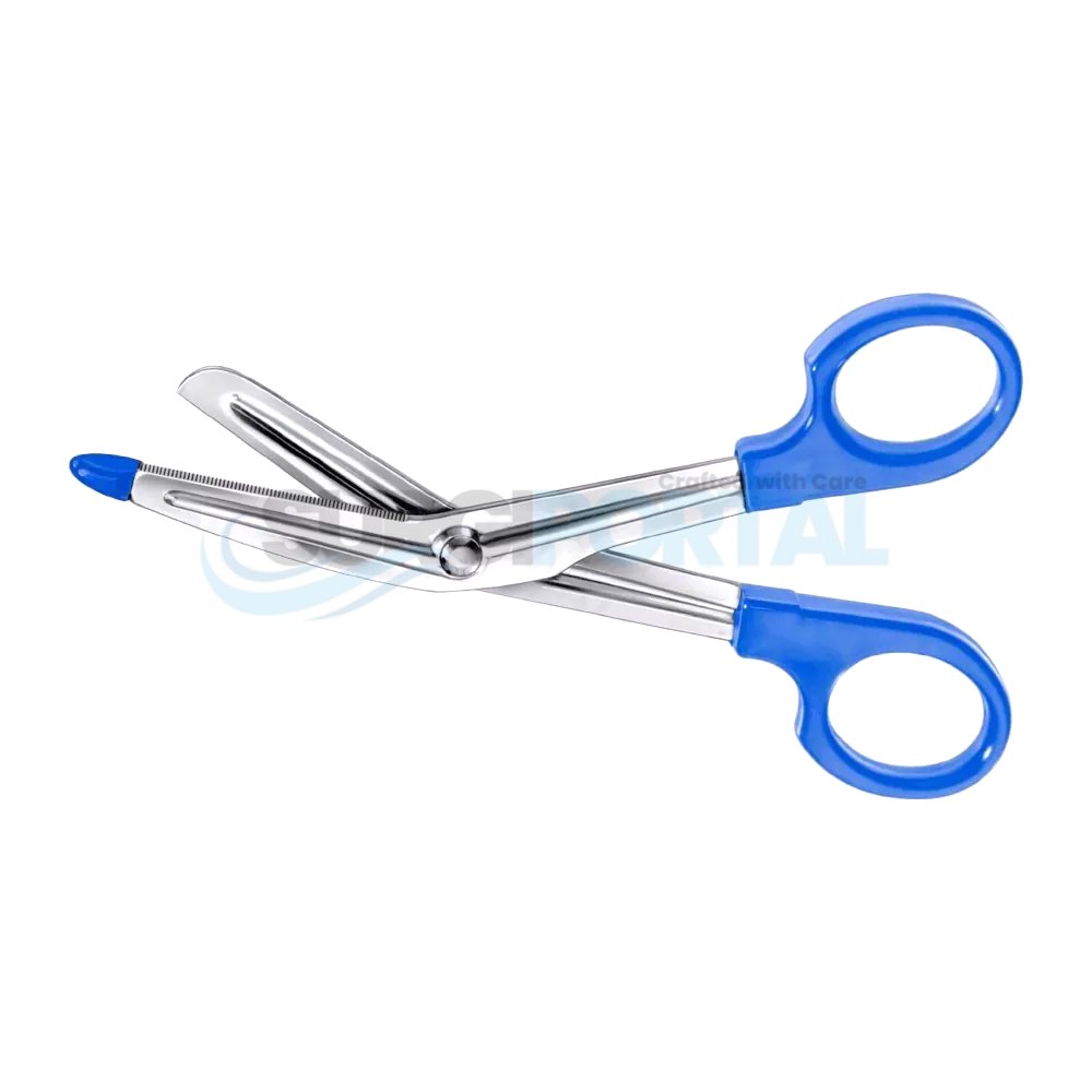 Lister Universal Bandage Scissors – Serrated Inside, Angled, 145 mm, 1 Blade Probe - Image 1