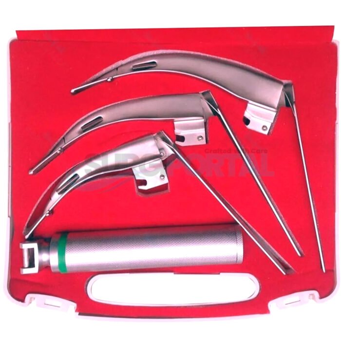 McCoy Flexi Tip Fiberoptic LED Laryngoscope Set Blade #2 #3 #4 Medium Handle - Image 1