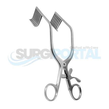 Miskimmon Cerebellar Retractor – 200mm, 7x7 Prong, Angled Sharp