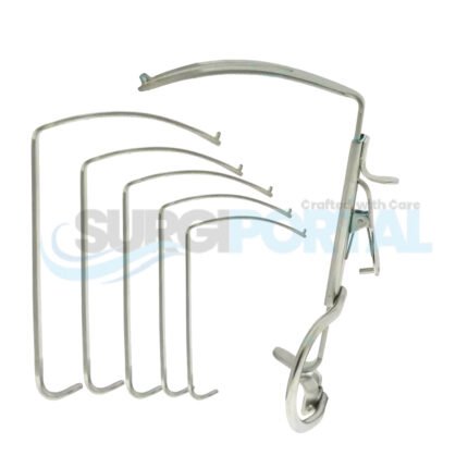 Boyle-Davis Mouth Gag – Complete Set with 5 Blades, Stainless Steel ENT Instrument