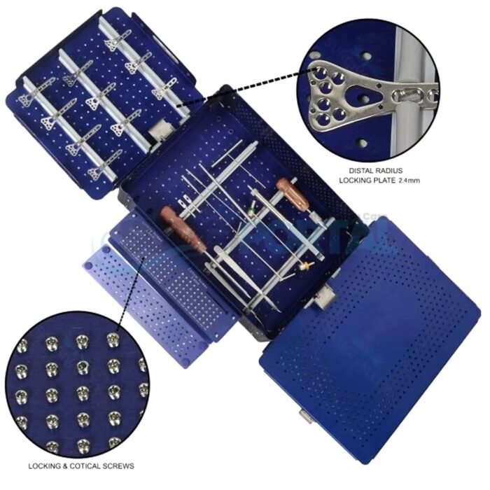 New 2.4mm Distal Radius Orthopedic Instruments Set Aluminum Box Screws & Plates - Image 1