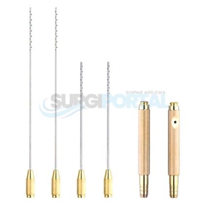 Plastic Surgery Liposuction Luer Lock Cannulas (20cm & 25cm-5mm) Set of 5 PCs