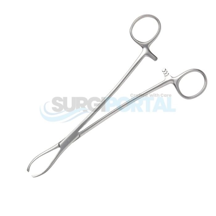 Poirier Tissue Forceps 2 X 3 Interlocking Teeth Ratcheted Handles General Surgery Tissue Forceps - Image 1