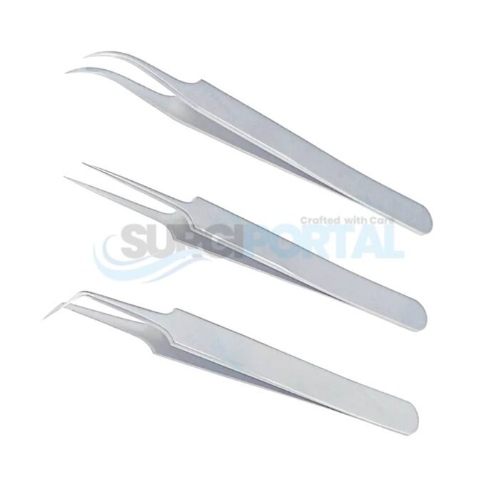 Set OF 3 Hair Transplant Forceps Angled,Straight And Round Fine Points - Image 1