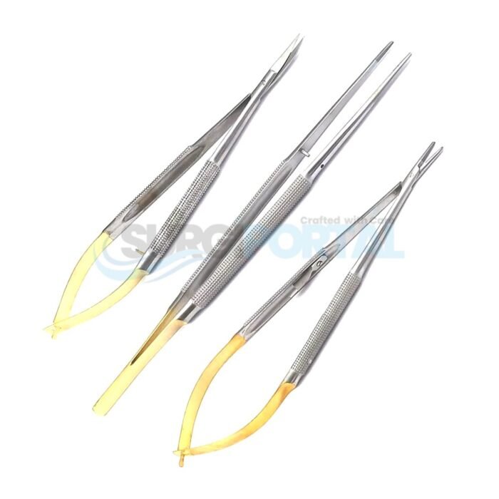 Set of 3 - Dental TC Castroviejo Micro Surgery Scissors 7 Needle Holder Forceps - Image 1