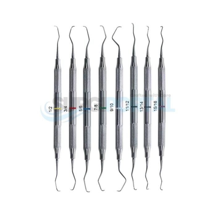 Veterinary Gracey Curette Set Of 8 Periodontal Curettes Hollow Handle - Image 1