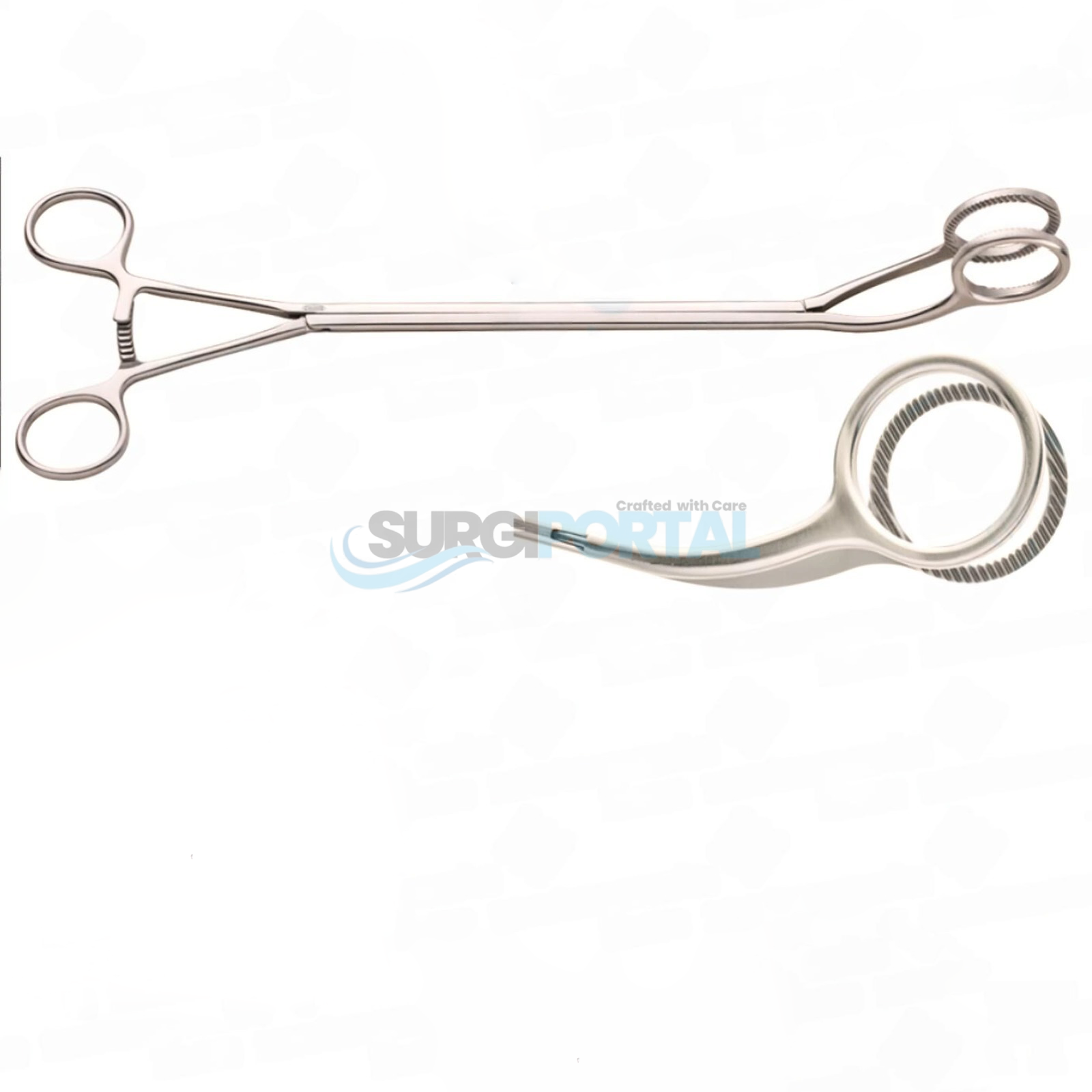 102 Rocco Nodule Clamp 10mm Shaft, Curved Left Jaws w Ratchet 13.25″ Surgical Tool - Image 1