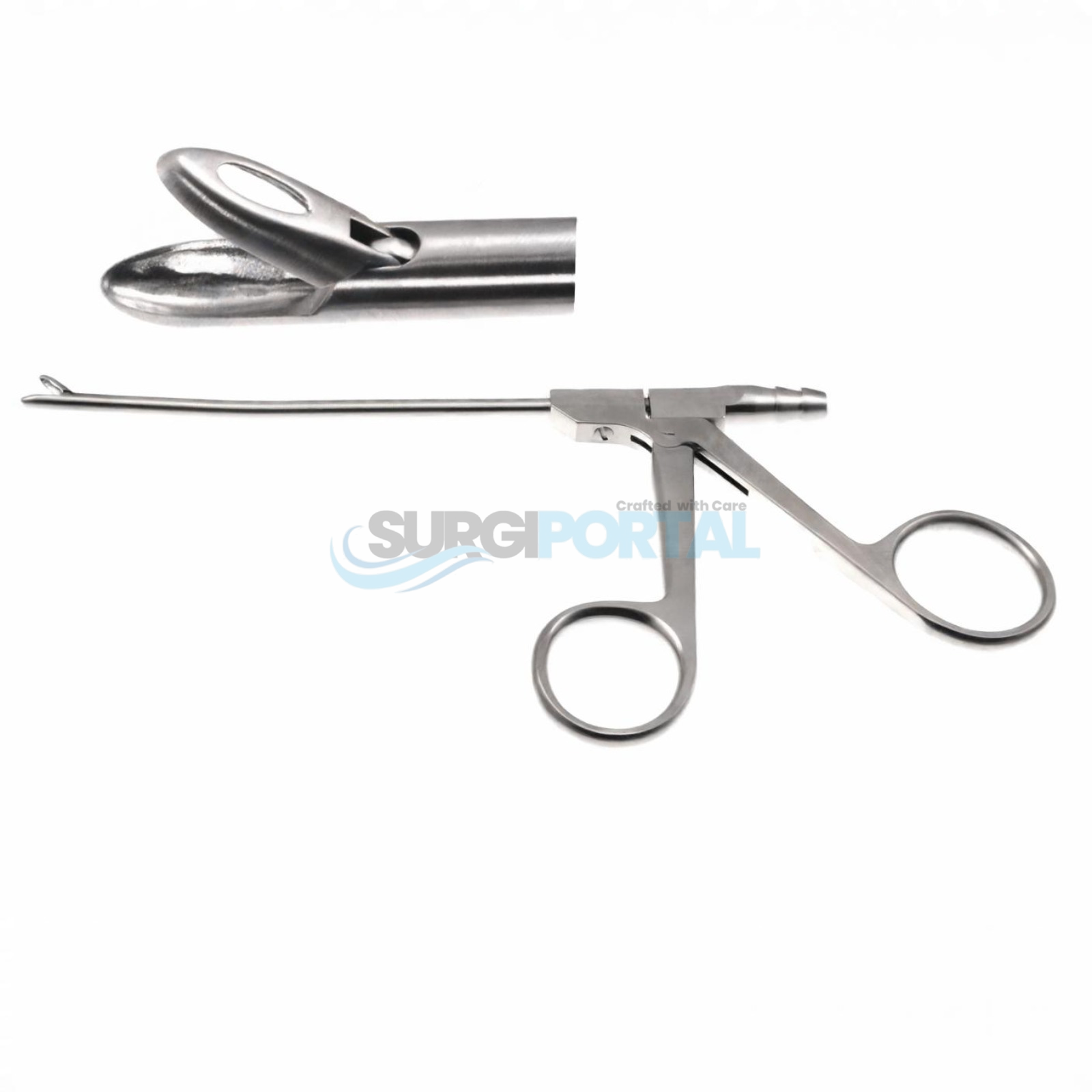 70 Nasal Sinus Inner-Suction Forceps 7.5" 100mm Curved Up 3.5mm Oval Jaws – ENT Instrument - Image 1
