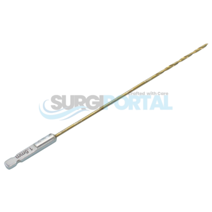 Orthopedic Bone Drill Bit 1.5mm – Titanium Coated, Quick Connect/Quick Coupling